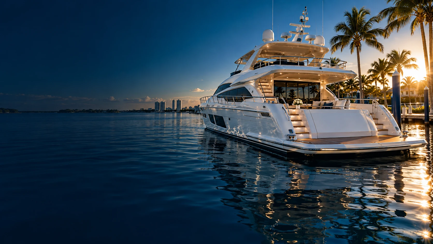 Megayacht moored at a Florida marina