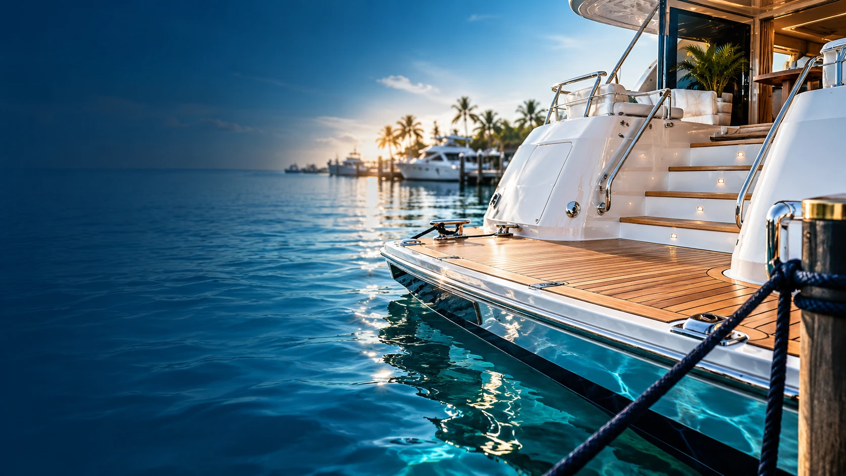 Yacht boarding platform at a Florida marina